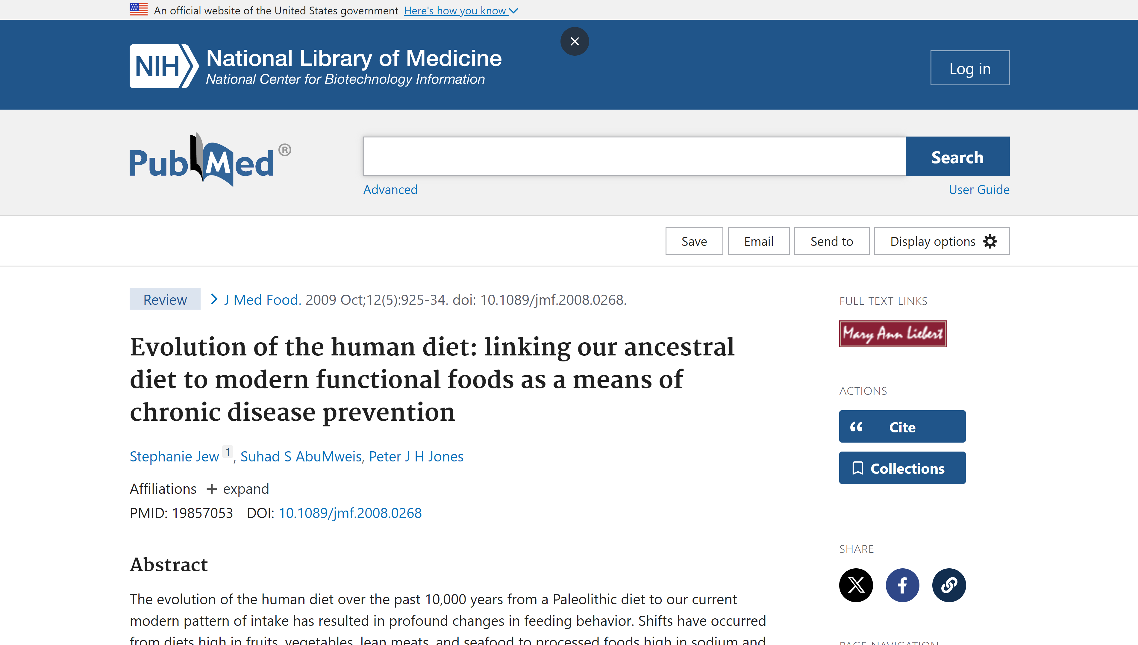 Evolution of the human diet: linking our ancestral diet to modern functional foods as a means of chronic disease prevention