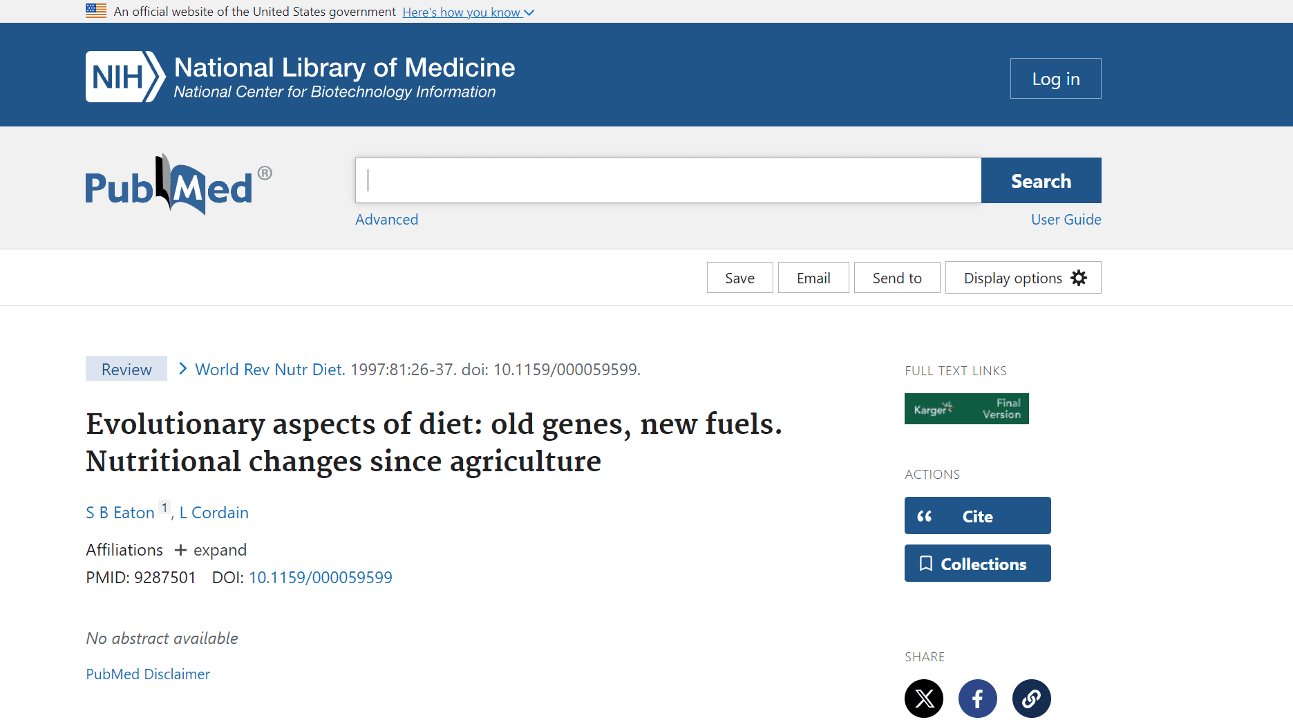 Evolutionary aspects of diet: old genes, new fuels. Nutritional changes since agriculture