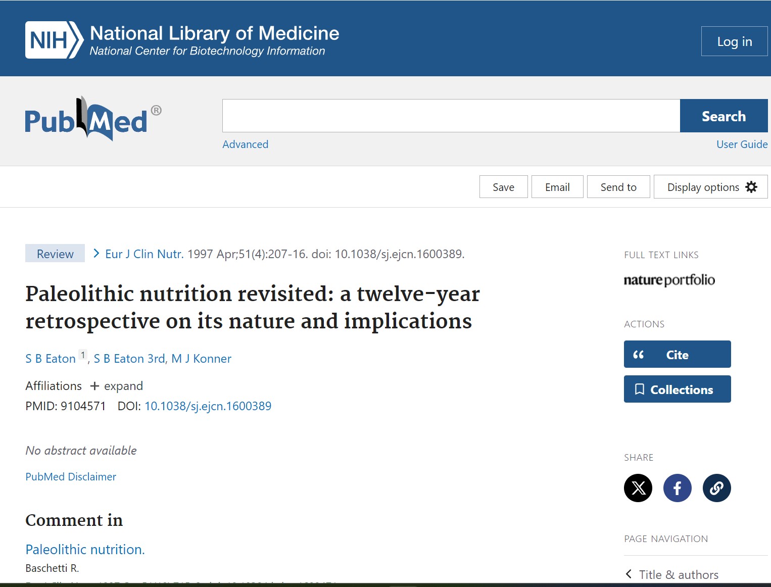 Paleolithic nutrition revisited: a twelve-year retrospective on its nature and implications