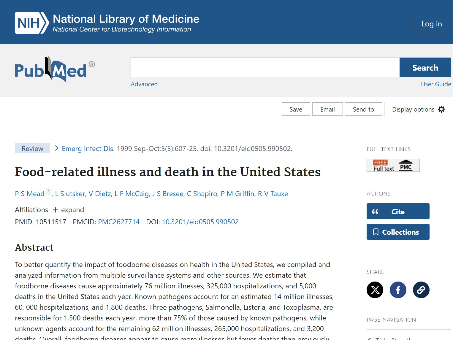 Food-related illness and death in the United States
