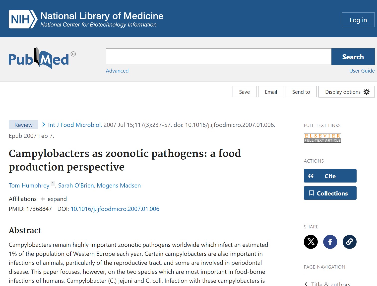 Campylobacters as zoonotic pathogens: a food production perspective