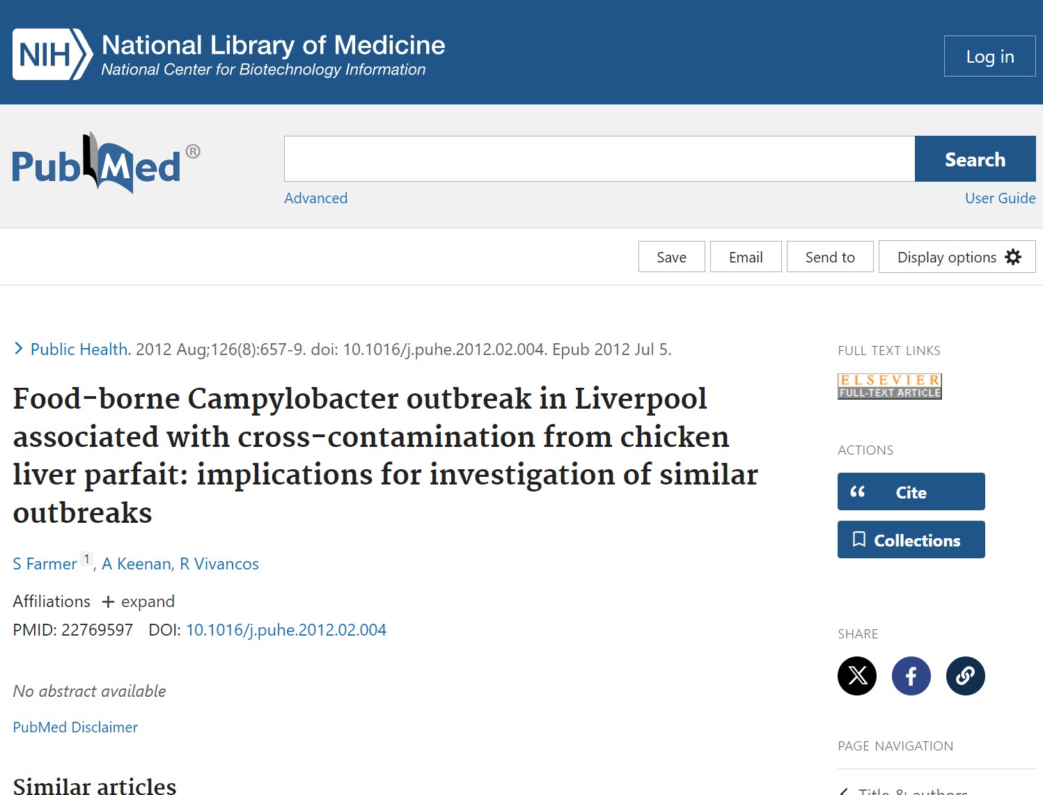 Food-borne Campylobacter outbreak in Liverpool associated with cross-contamination from chicken liver parfait: implications for investigation of similar outbreaks