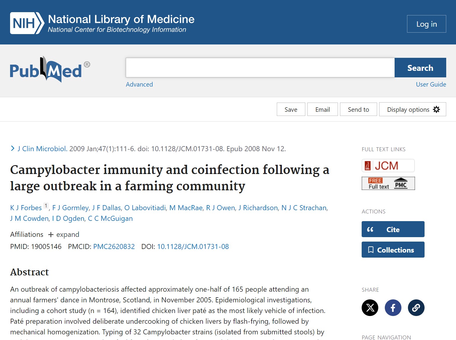 Campylobacter immunity and coinfection following a large outbreak in a farming community