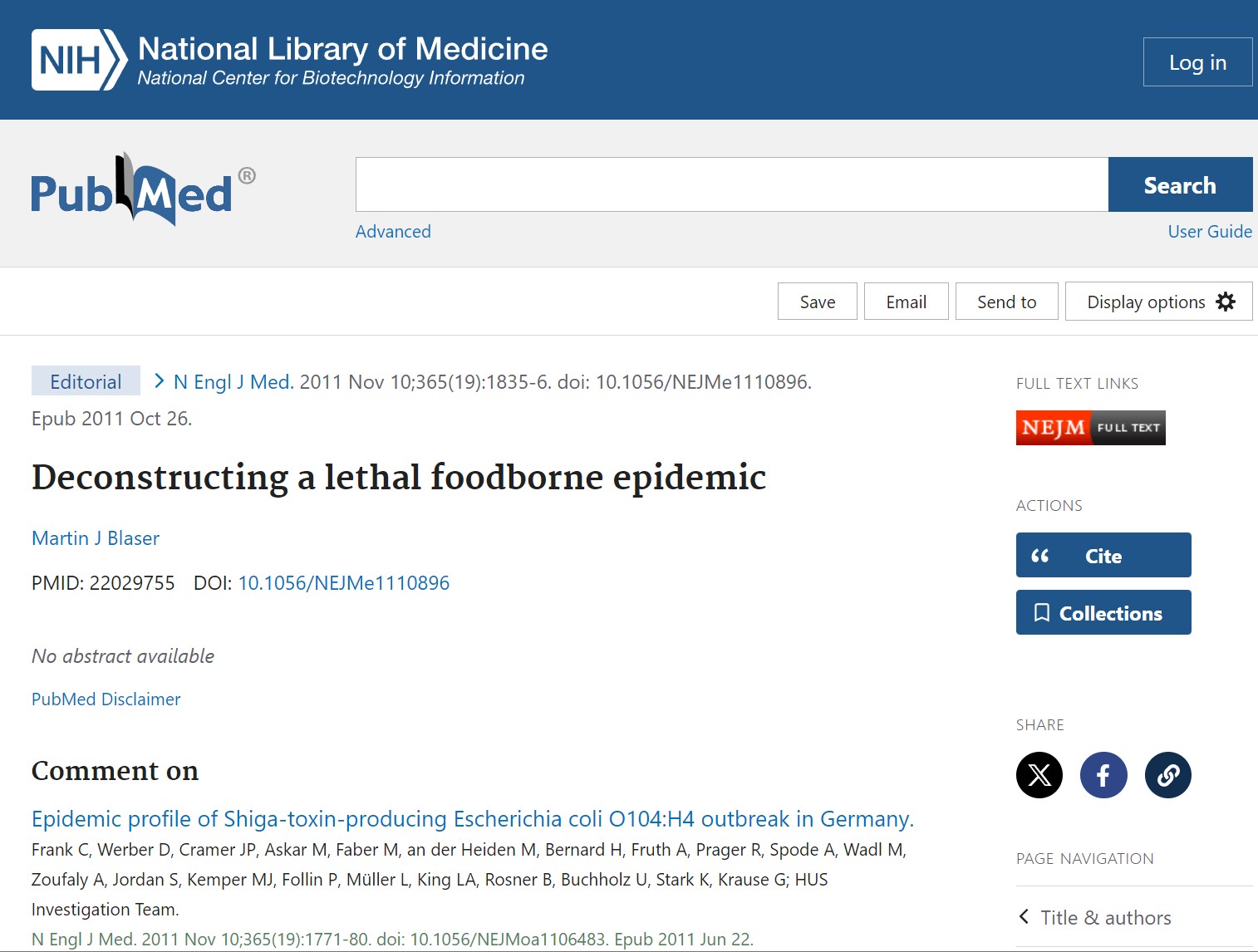 Deconstructing a lethal foodborne epidemic