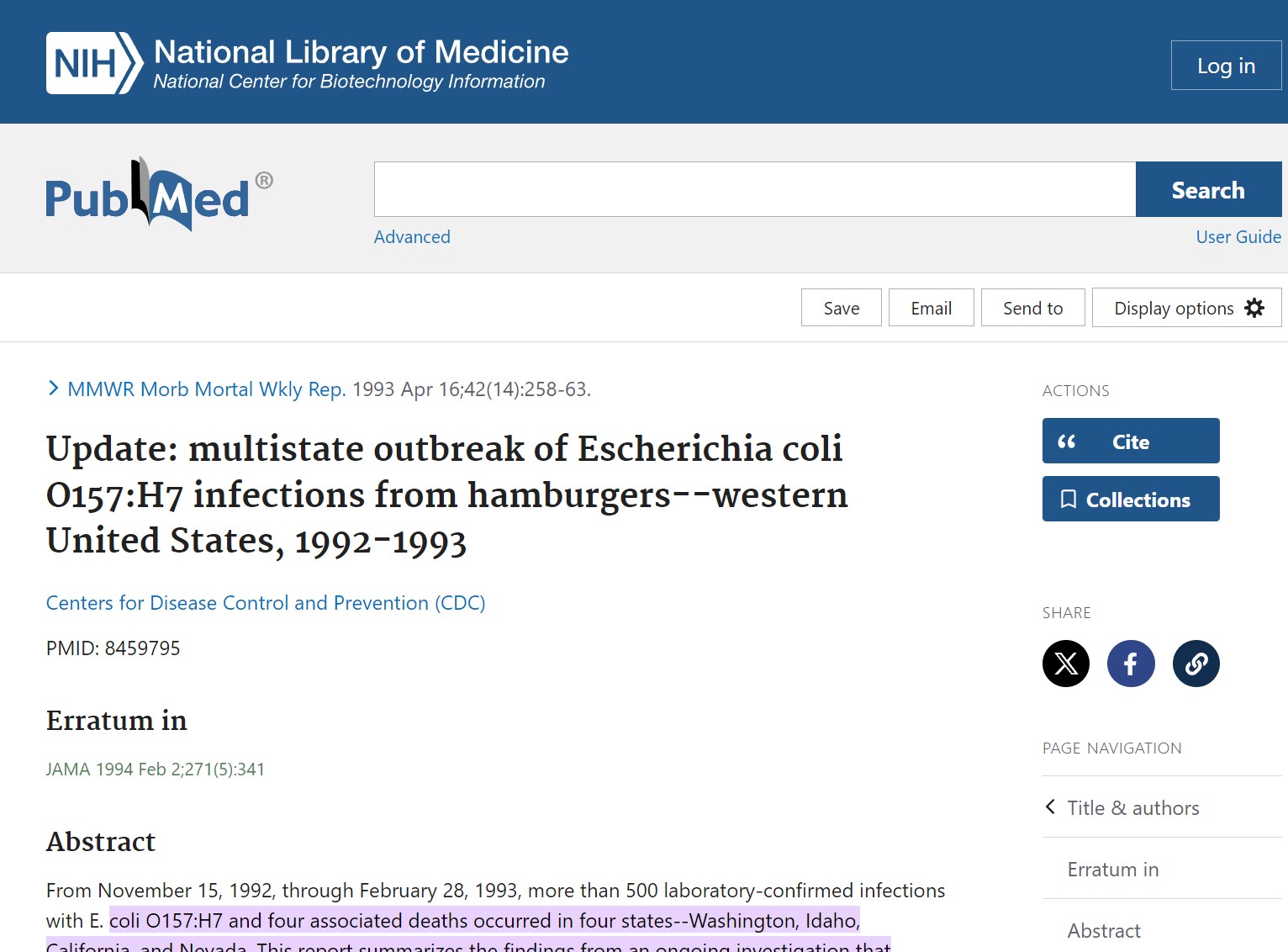 Update: multistate outbreak of Escherichia coli O157:H7 infections from hamburgers–western United States, 1992-1993