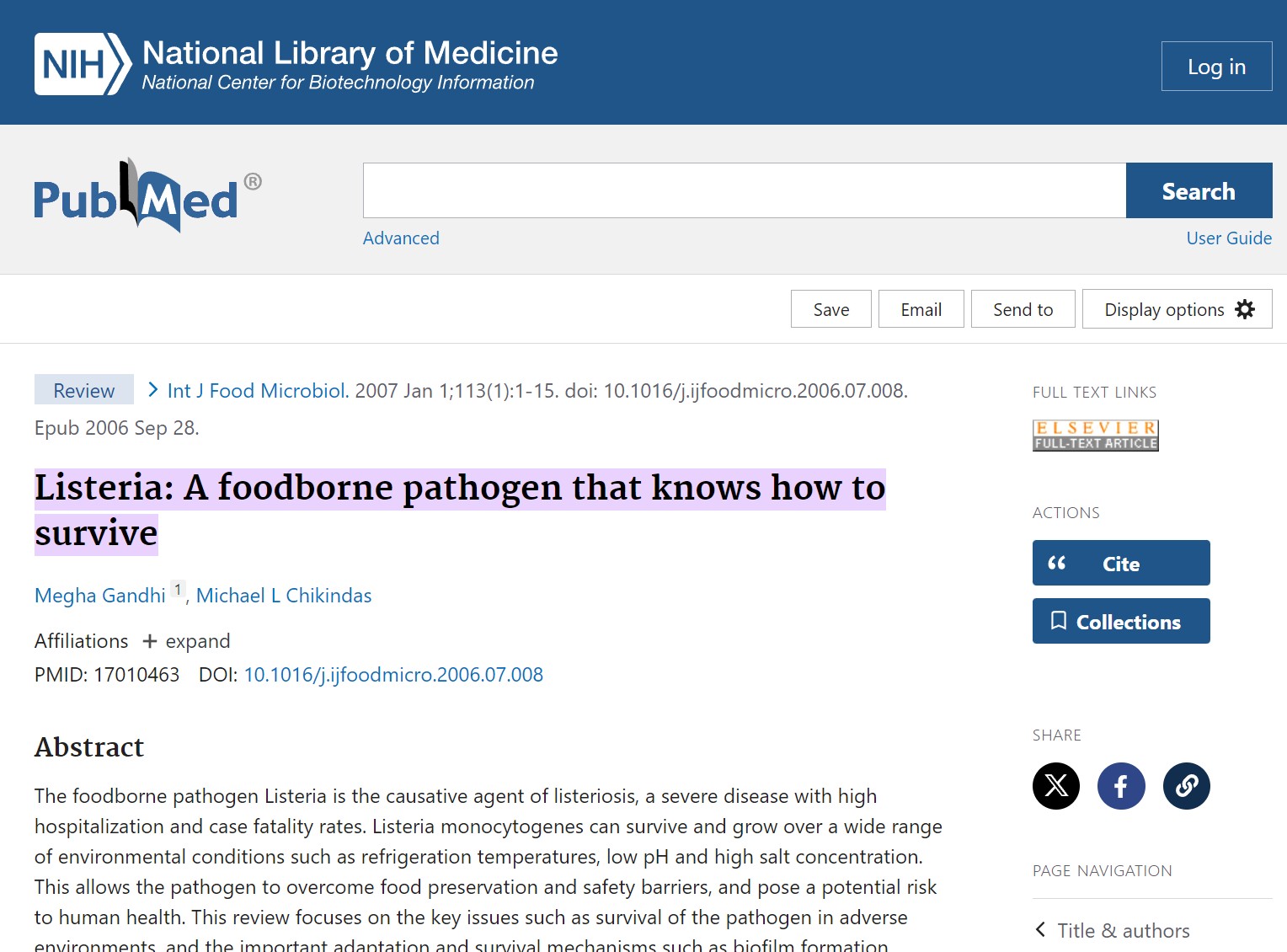 Listeria: A foodborne pathogen that knows how to survive