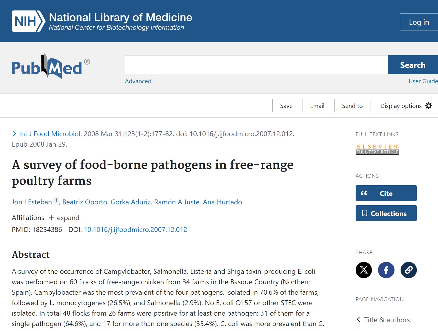 A survey of food-borne pathogens in free-range poultry farms