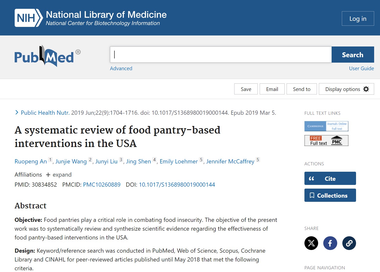 A systematic review of food pantry-based interventions in the USA