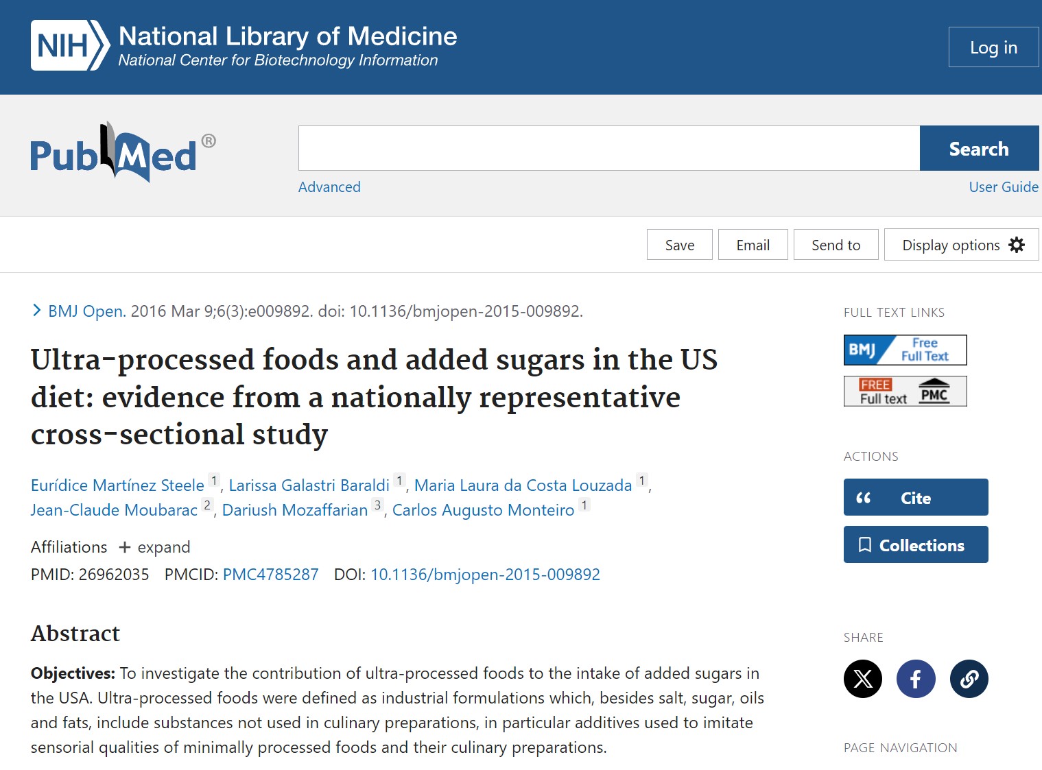 Ultra-processed foods and added sugars in the US diet: evidence from a nationally representative cross-sectional study