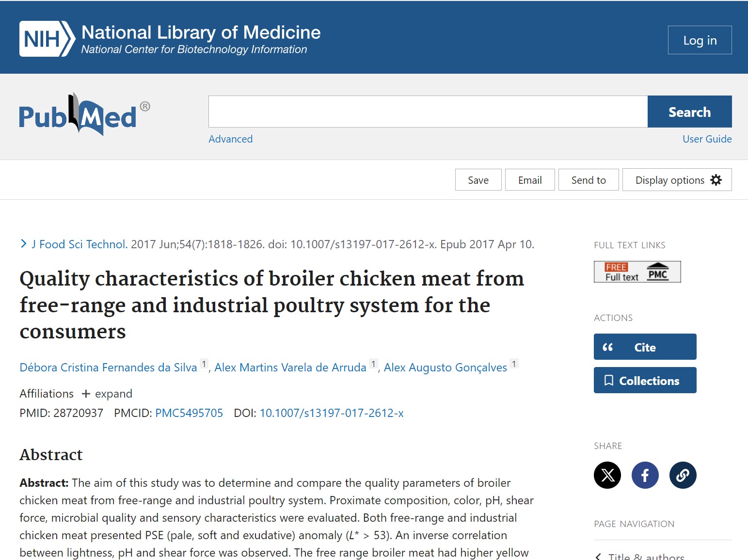 Quality characteristics of broiler chicken meat from free-range and industrial poultry system for the consumers