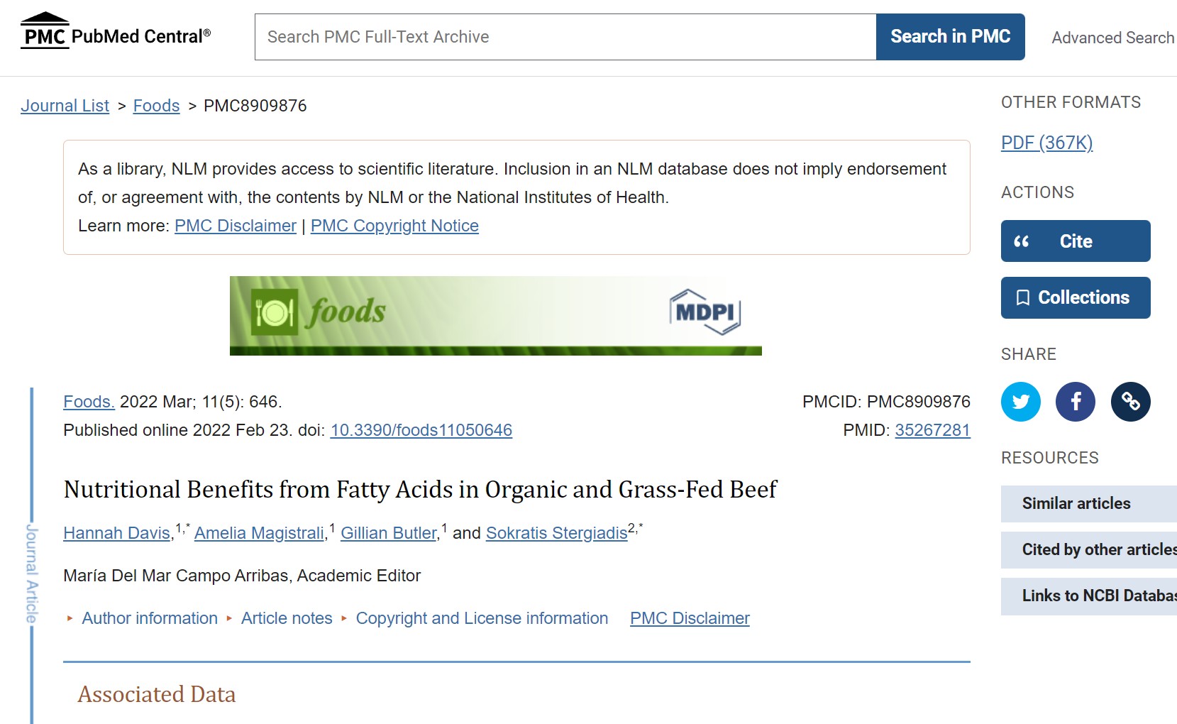 Nutritional Benefits from Fatty Acids in Organic and Grass-Fed Beef