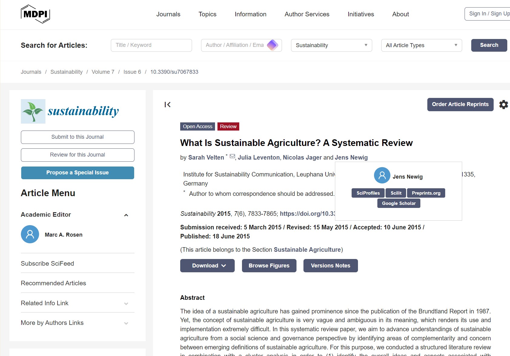 What Is Sustainable Agriculture? A Systematic Review