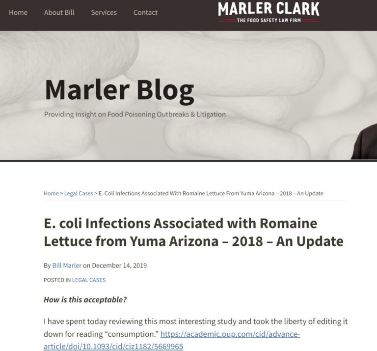 E. coli Infections Associated with Romaine Lettuce from Yuma Arizona – 2018 – An Update